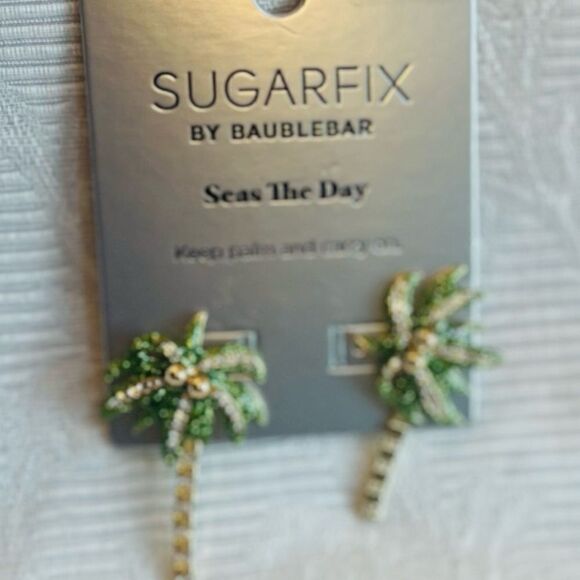 Sugarfix Baublebar Seas The Day Palm Trees Earrings NWT - Picture 4 of 4